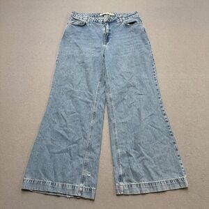 LCW Baggy Jeans Women's 42 Blue Denim Light Wash High Rise Super Wide Leg Y2K